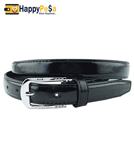 Shiny Black Optimal Leather Belt 