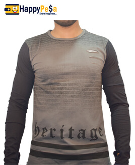 Men Solid Regular Fit Textured T-Shirt