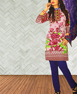 Nature Blend Pink Cotton Unstitched Suit