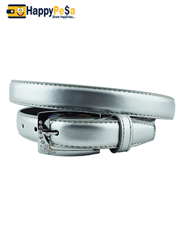 Sleek Silver Leather Belt 