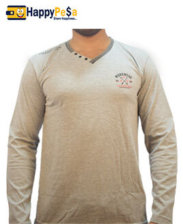 Men Regular Fit Casual Grey T-Shirt