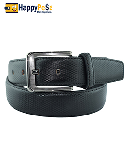 Solid Shiny Black Leather Belt 