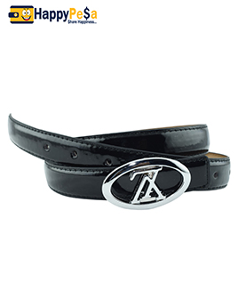 LV Monogramed Black Leather Belt 