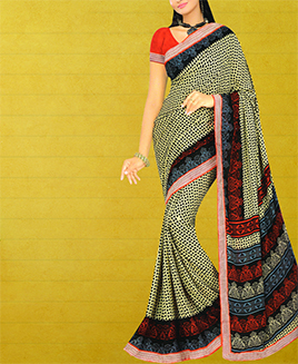 Classic Golden Red Georgette Saree