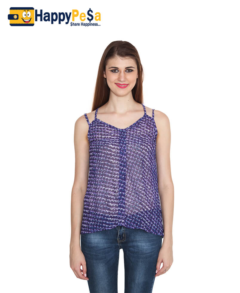 Sleeveless Printed Purple Top