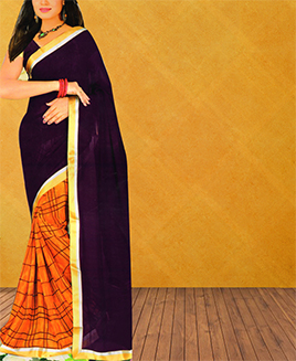 Panache Purple Orange Georgette Saree