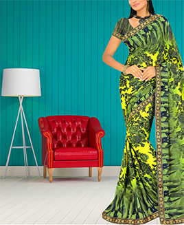 Dual Shade Essence Green Georgette Saree