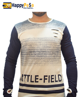 Men Casual Regular Fit Textured White T-Shirt