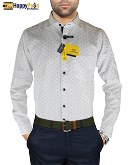 Men White Printed Shirt