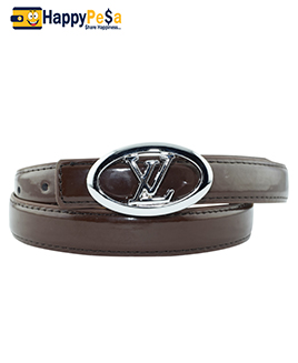 LV Monogramed Brown Leather Belt 