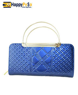 Printed Shiny Blue Clutch Bag